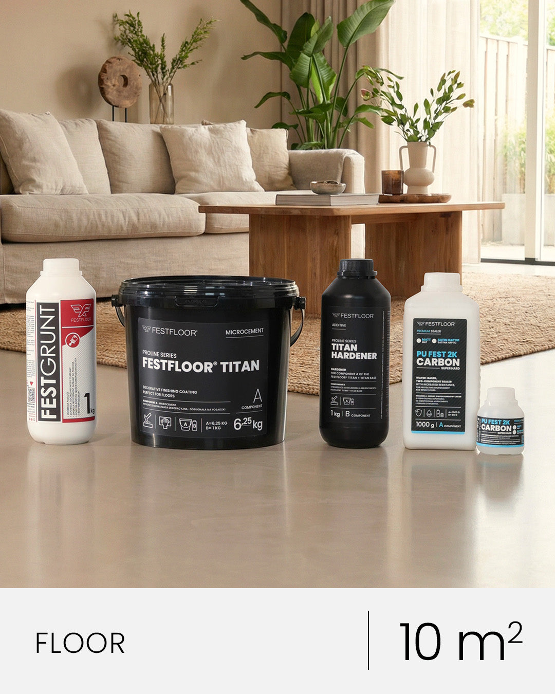 Microcement kit for floors FESTFLOOR TITAN - 10m²