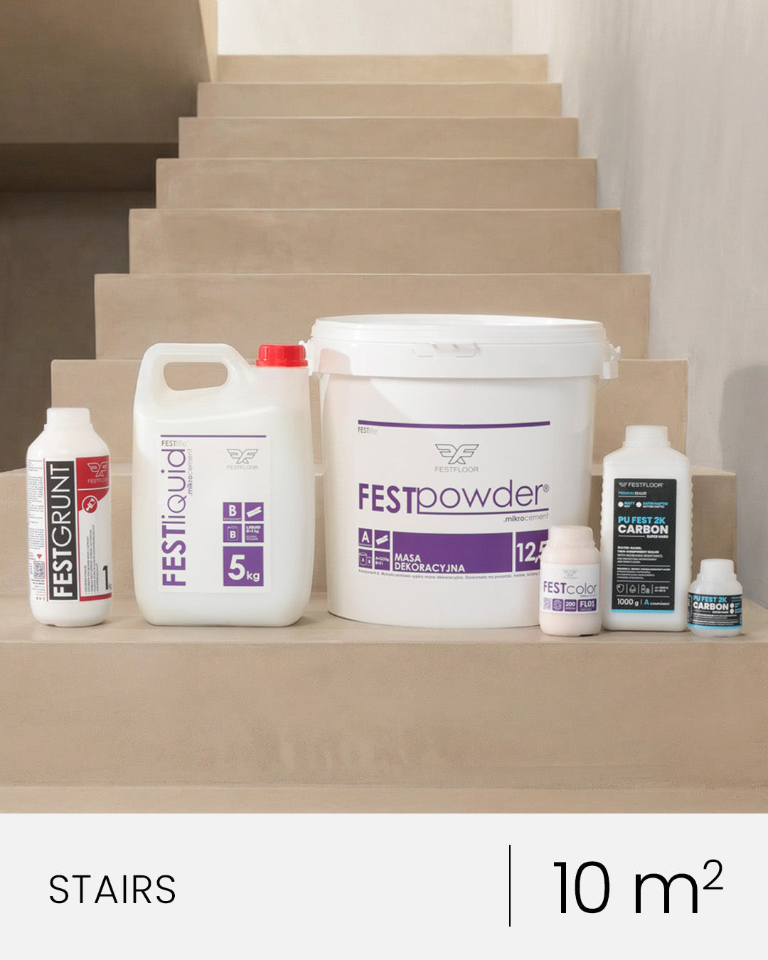 Microcement kit for stairs FESTFLOOR LIFE - 10m²